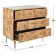 Safavieh Katia 3 Drawer Nightstand in Natural and Gold