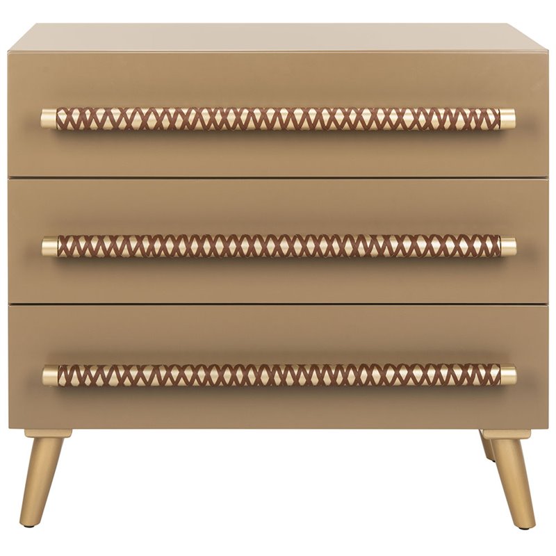 Safavieh Raquel 3 Drawer Nightstand in Light Brown