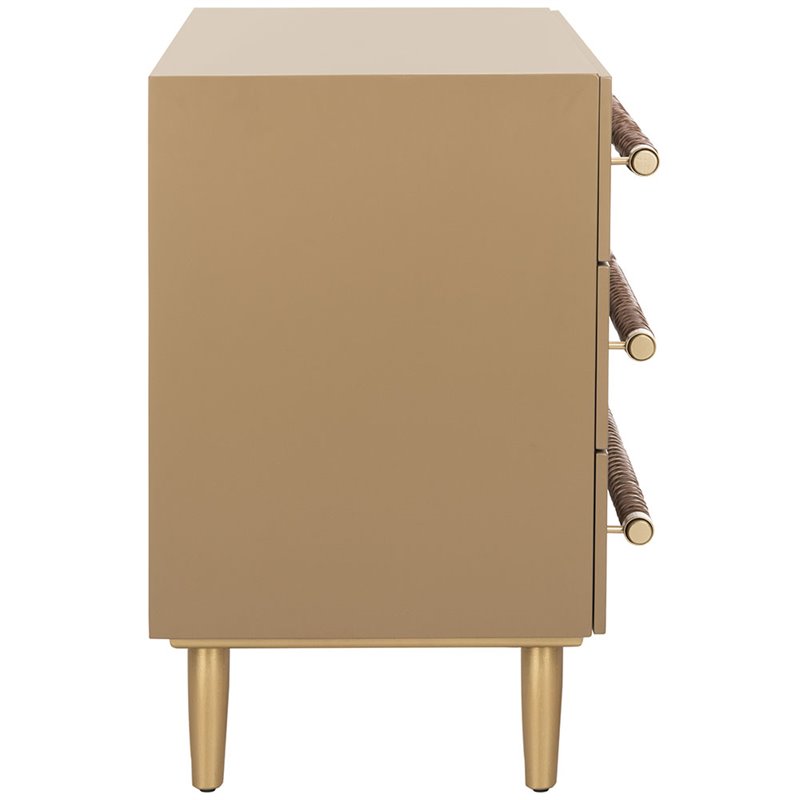 Safavieh Raquel 3 Drawer Nightstand in Light Brown