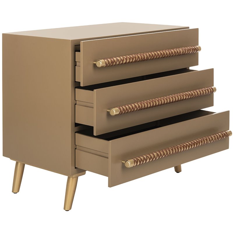 Safavieh Raquel 3 Drawer Nightstand in Light Brown