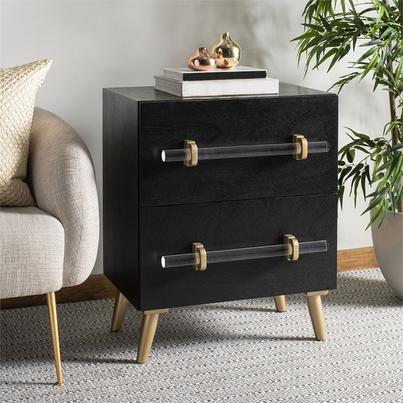 Safavieh Sienne 2 Drawer Nightstand in Black and Gold
