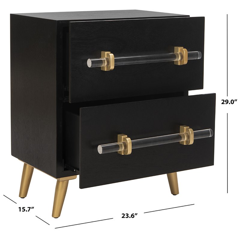 Safavieh Sienne 2 Drawer Nightstand in Black and Gold