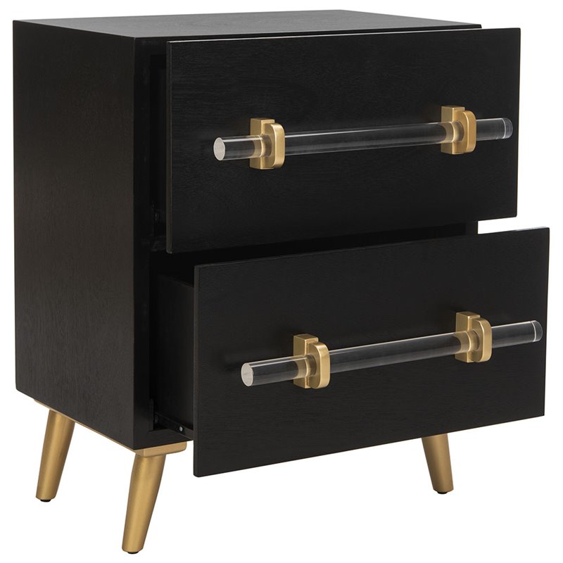 Safavieh Sienne 2 Drawer Nightstand In Black And Gold Nst6600a