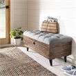 Safavieh Liam Tufted Storage Ottoman Bench in Gray and Dark Oak