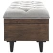 Safavieh Liam Tufted Storage Ottoman Bench in Gray and Dark Oak