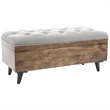 Safavieh Liam Tufted Storage Ottoman Bench in Gray and Dark Oak
