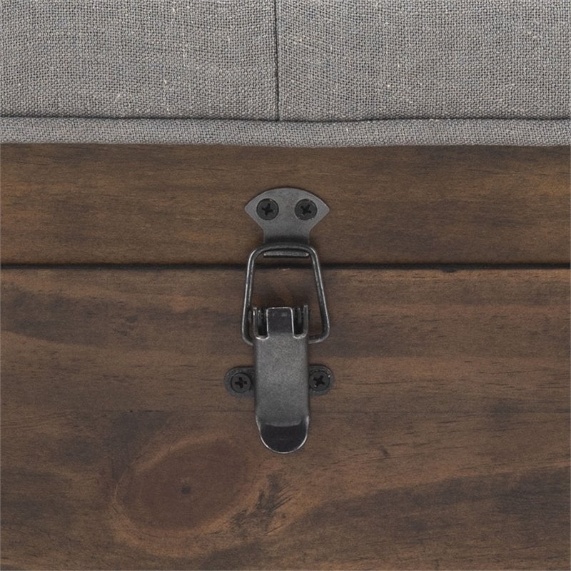 Safavieh Liam Tufted Storage Ottoman Bench in Gray and Dark Oak