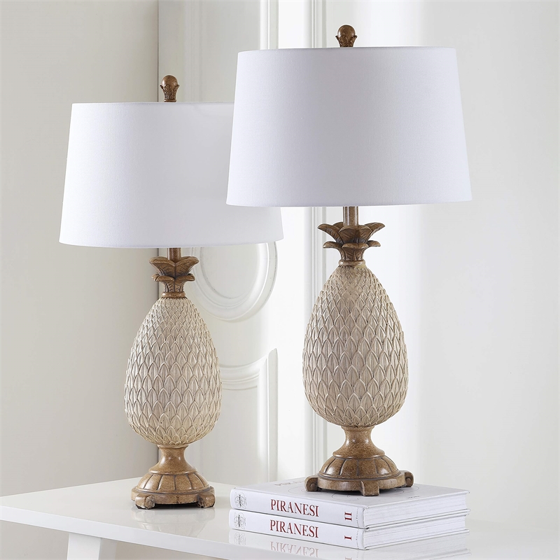 Safavieh Briar Table Lamp in Antique Cream and Brown (Set of 2)