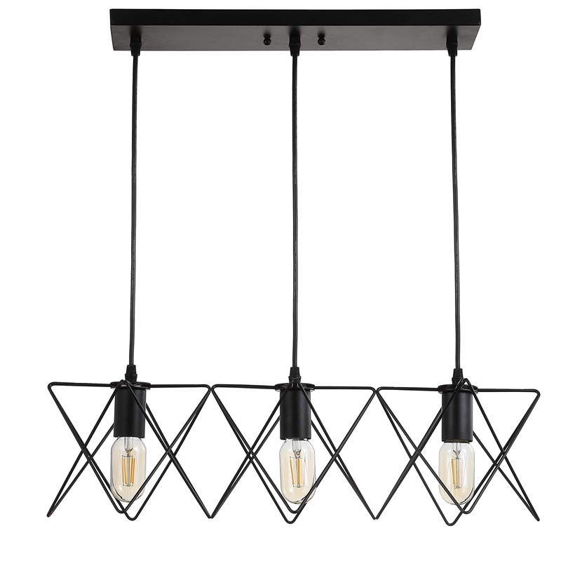 Safavieh Pernille 3 Light Pendant Lamp in Black