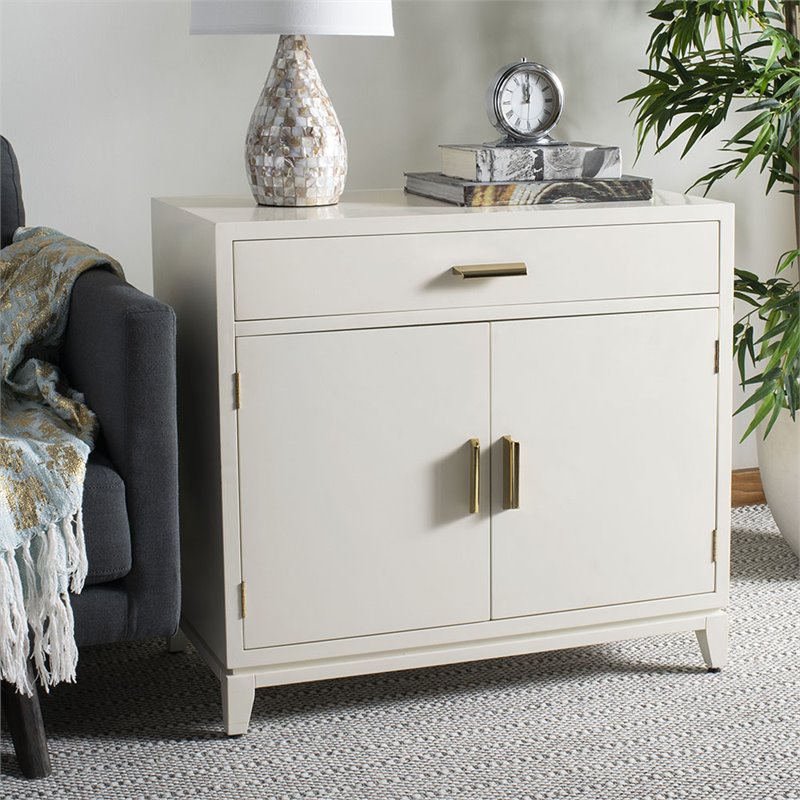 Safavieh Nigel Accent Chest in White and Brass