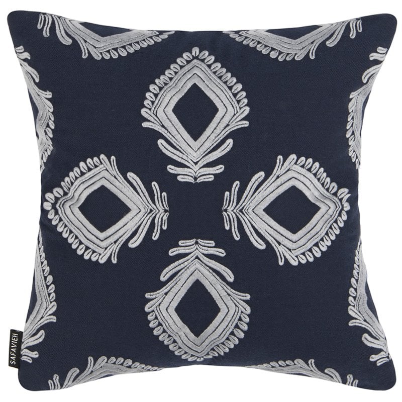 Safavieh Blossom Throw Pillow in Navy and White