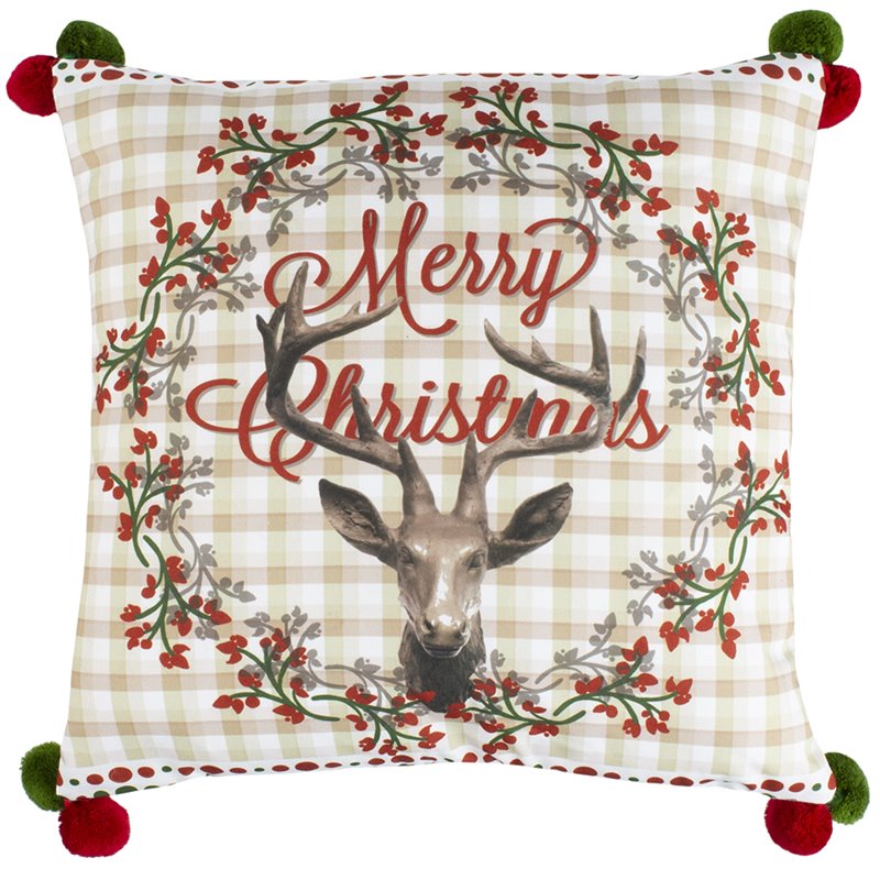 Safavieh Darton Christmas Throw Pillow in Red and White