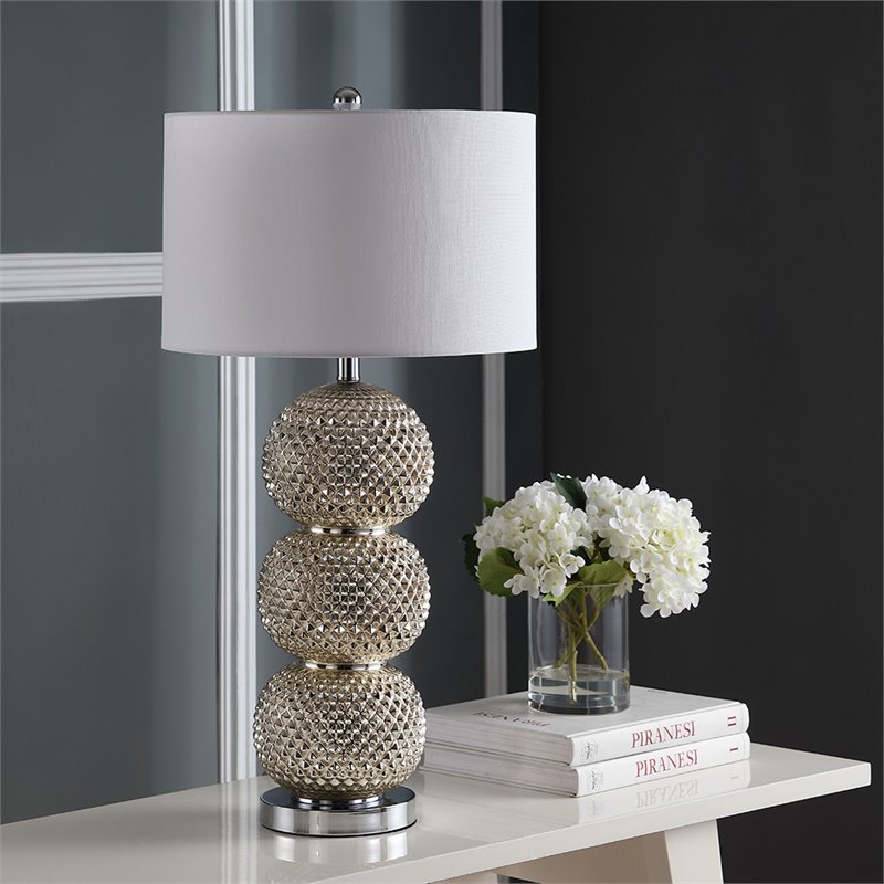 Safavieh Darcia Table Lamp in Chrome and White