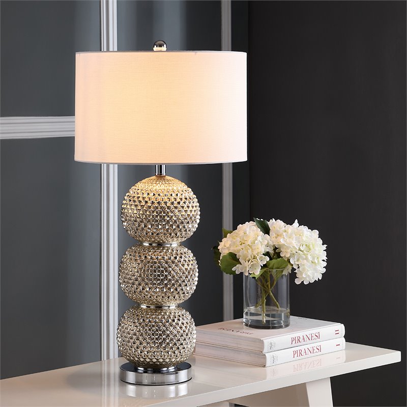 Safavieh Darcia Table Lamp in Chrome and White