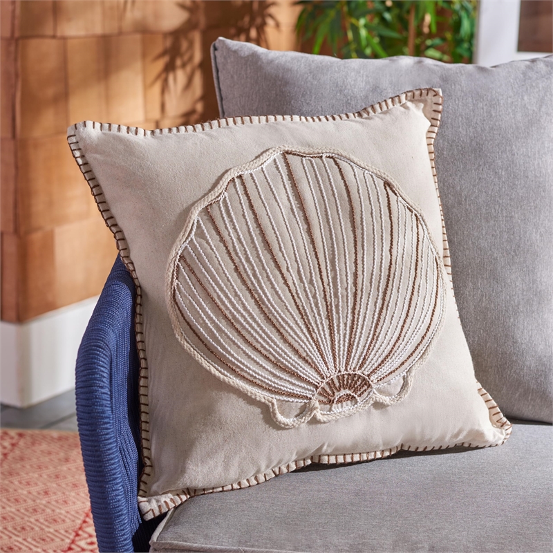 Safavieh Della Starfish Throw Pillow in Natural and White