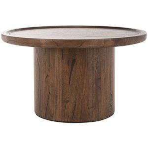Safavieh Devin 28&quot Round Pedestal Coffee Table in Dark Brown