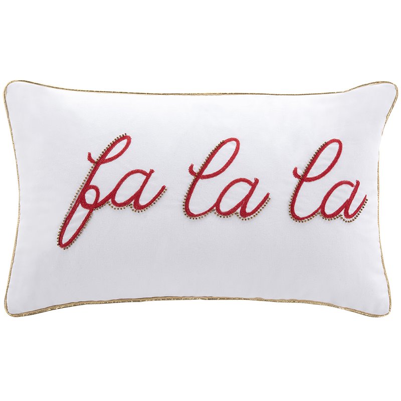 Safavieh Fa La La Christmas Throw Pillow in White and Red
