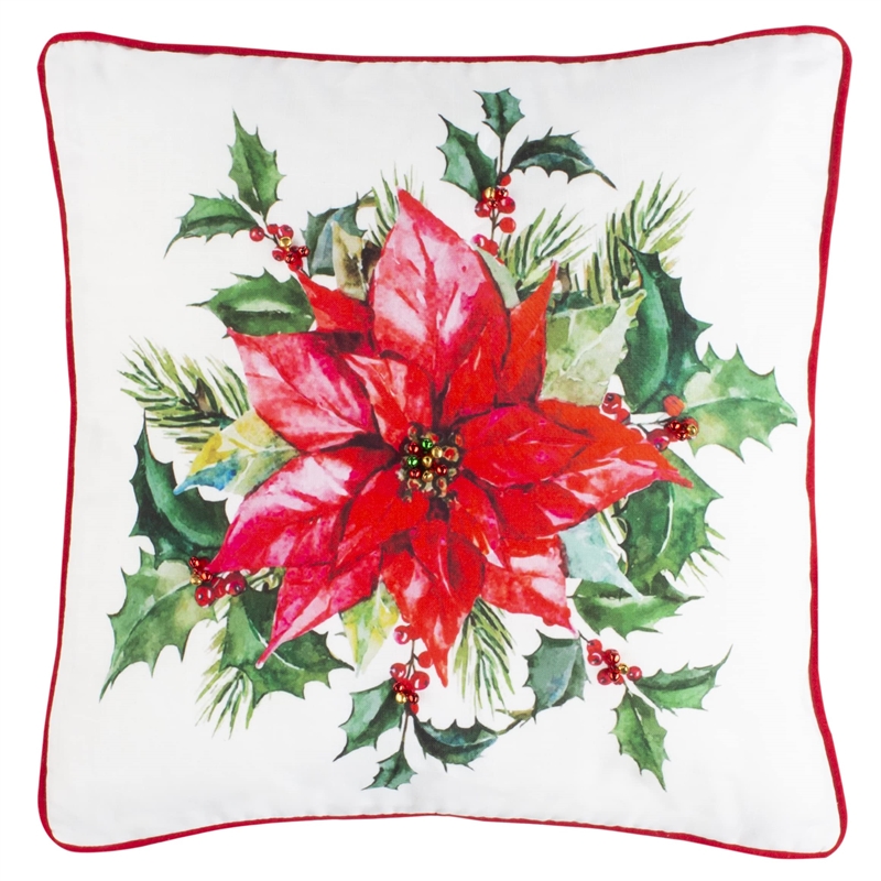 Safavieh Gwendolen Christmas Throw Pillow in Beige and Red