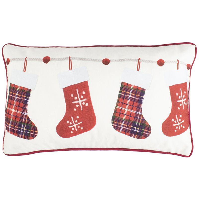 Safavieh Hollie Jolly Christmas Throw Pillow in White and Red