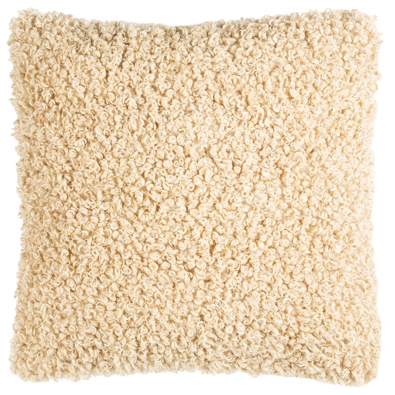 Safavieh Kalista Faux Fur Throw Pillow in Beige