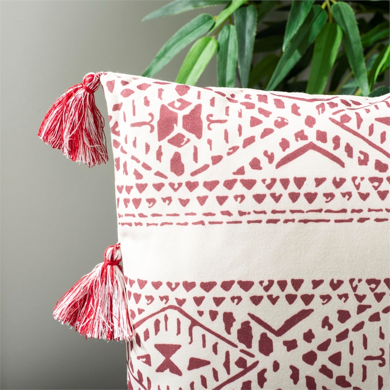 Safavieh Landria Throw Pillow in Red and Beige