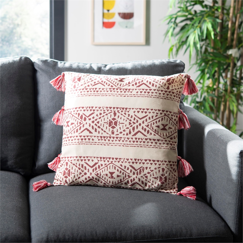 Safavieh Landria Throw Pillow in Red and Beige