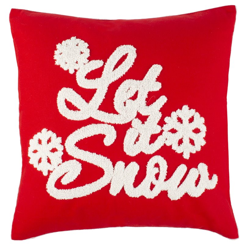 Safavieh Let It Snow Christmas Throw Pillow in Red and White