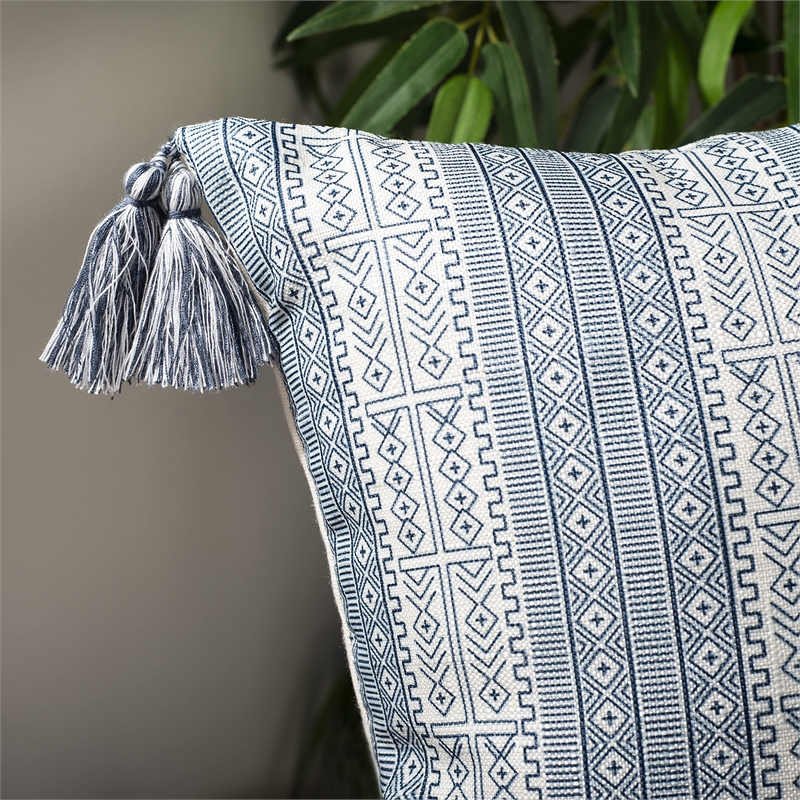 Safavieh Lunette Throw Pillow in White and Blue