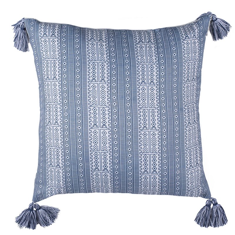 Safavieh Lunette Throw Pillow in White and Blue