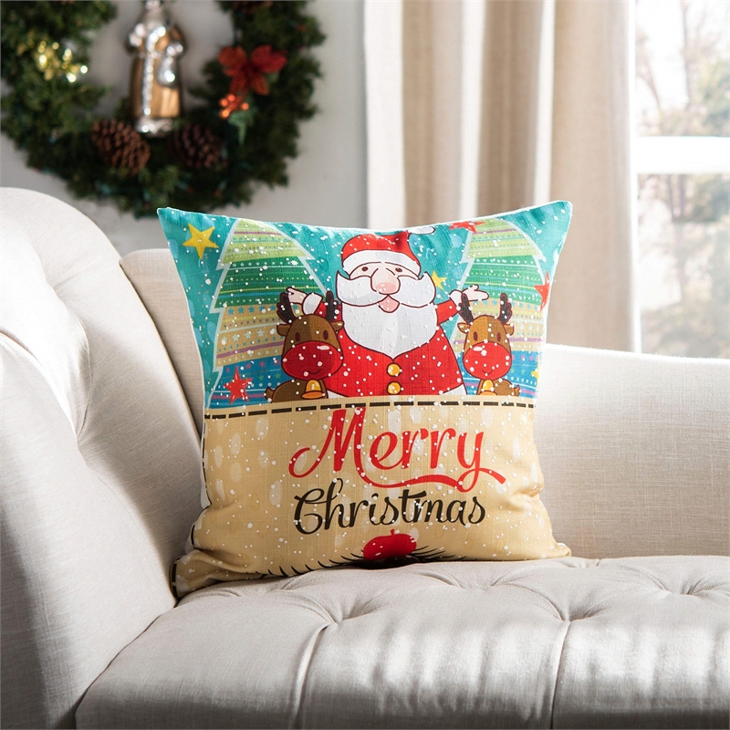 Safavieh Lux Christmas Throw Pillow in Blue and Red