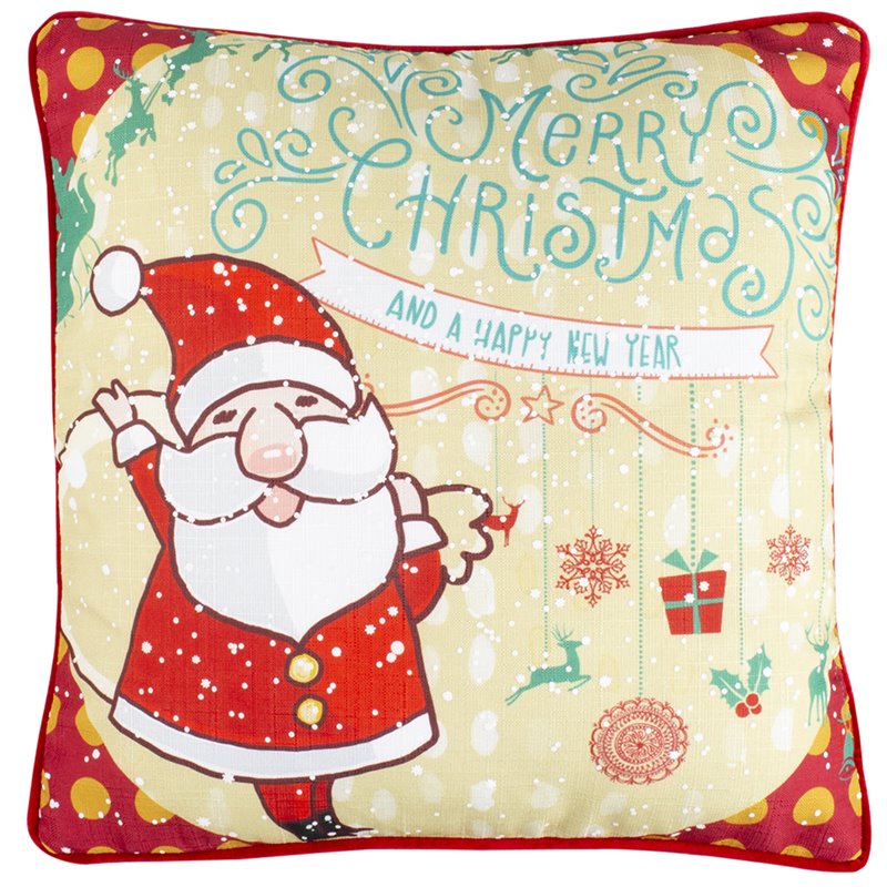 Safavieh Neve Christmas Throw Pillow in Champagne and Red