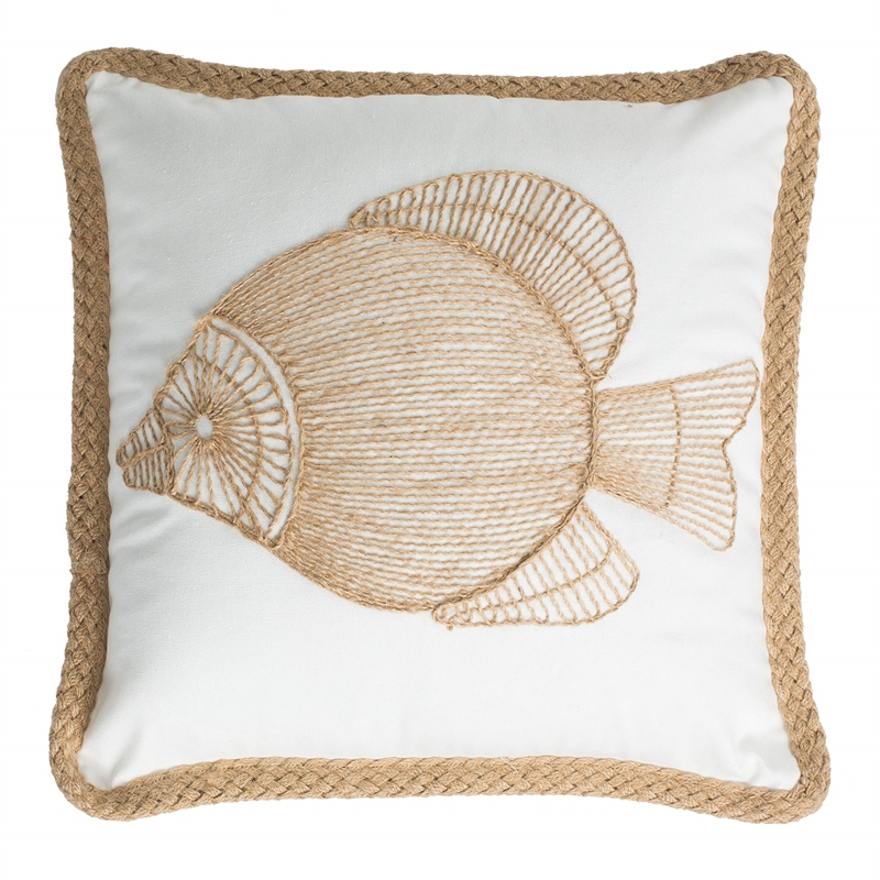 Safavieh Nilam Fish Throw Pillow in Natural and White