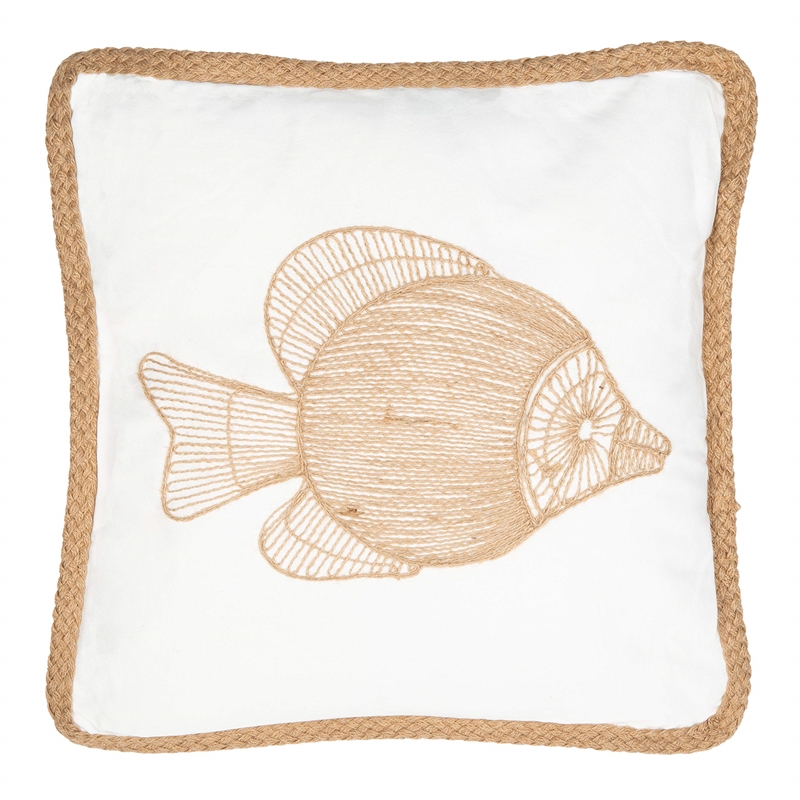 Safavieh Nilam Fish Throw Pillow in Natural and White