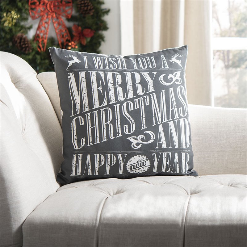 Safavieh North Christmas Throw Pillow in Gray and White
