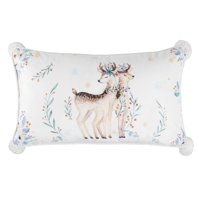 Safavieh Nutmeg Christmas Throw Pillow in White and Blue