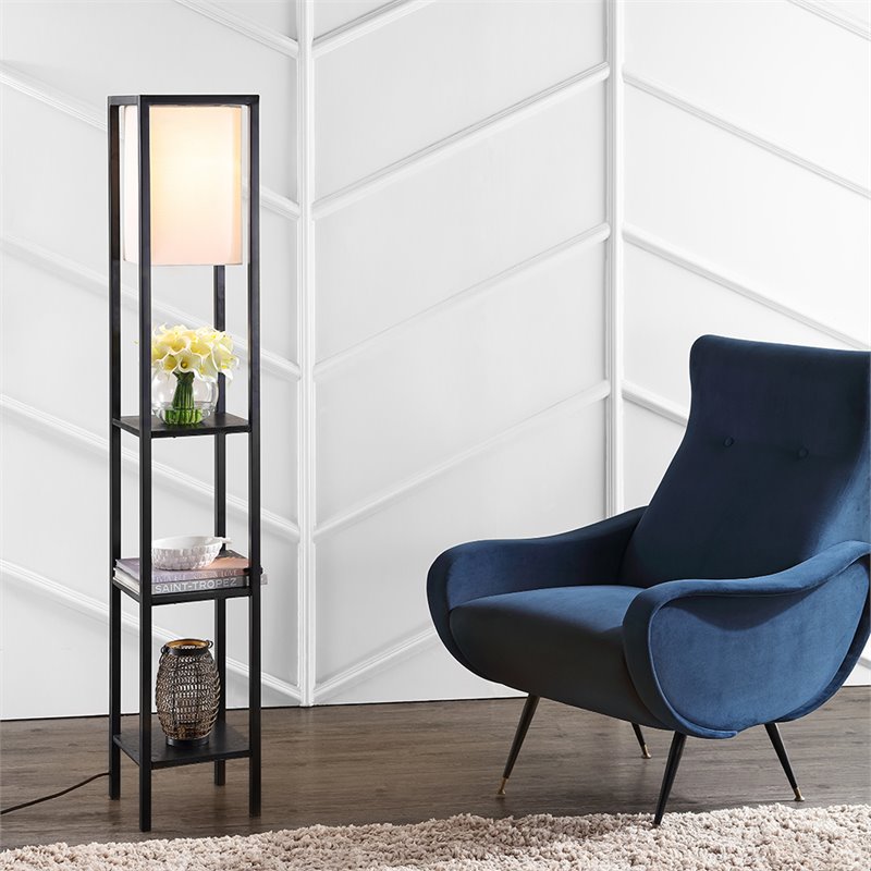 Safavieh Rista 3 Shelf Floor Lamp In Black