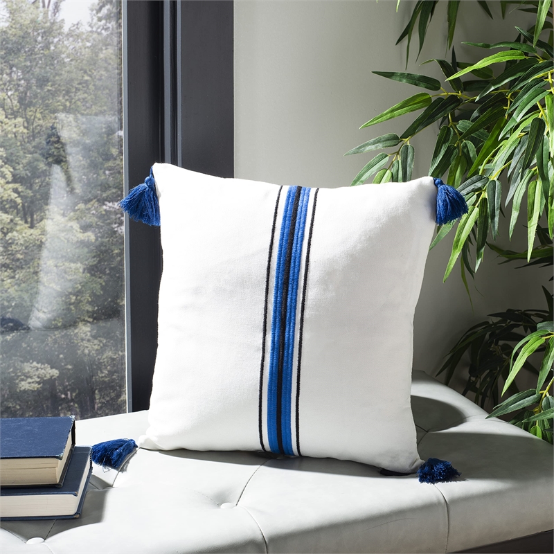Safavieh Orlanda Throw Pillow in Navy and White