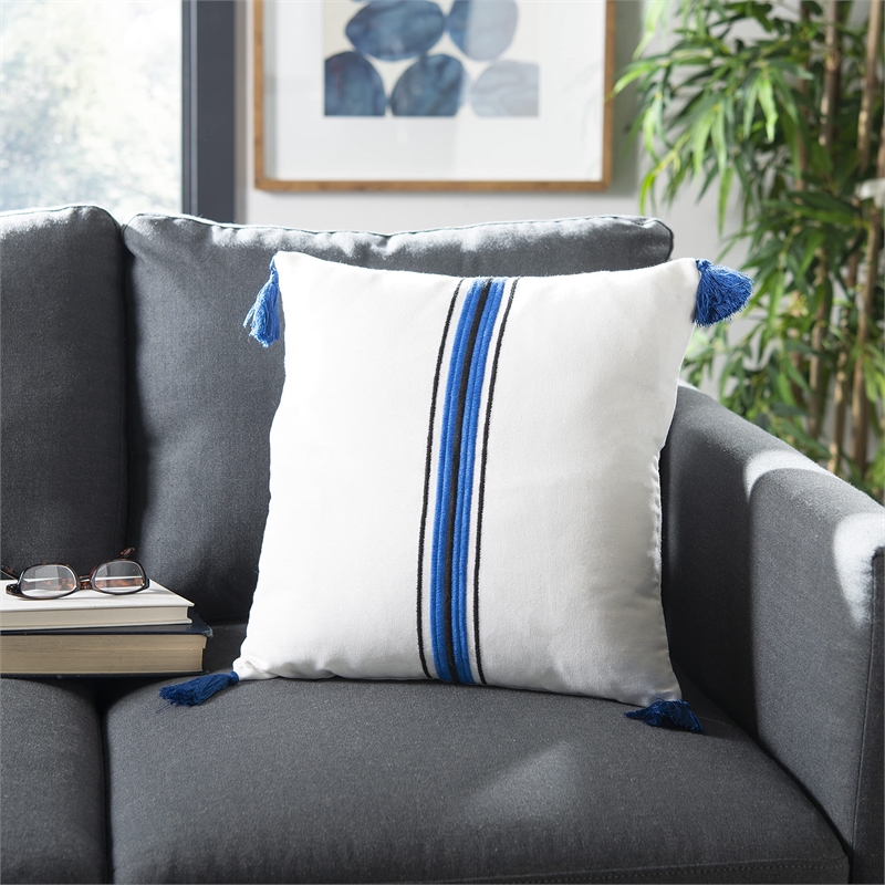 Safavieh Orlanda Throw Pillow in Navy and White