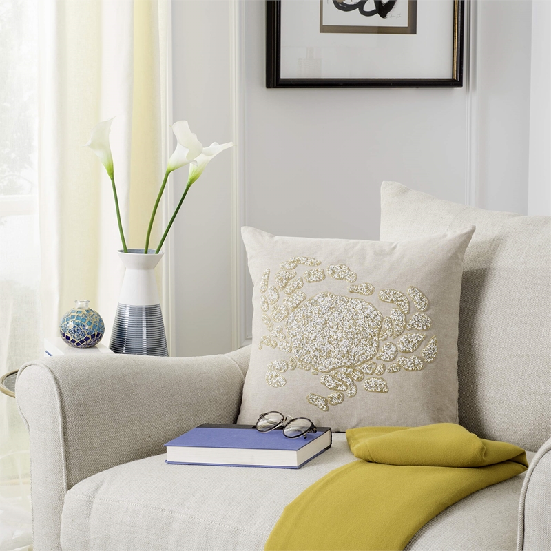 Safavieh Pendi Throw Pillow in Beige and White