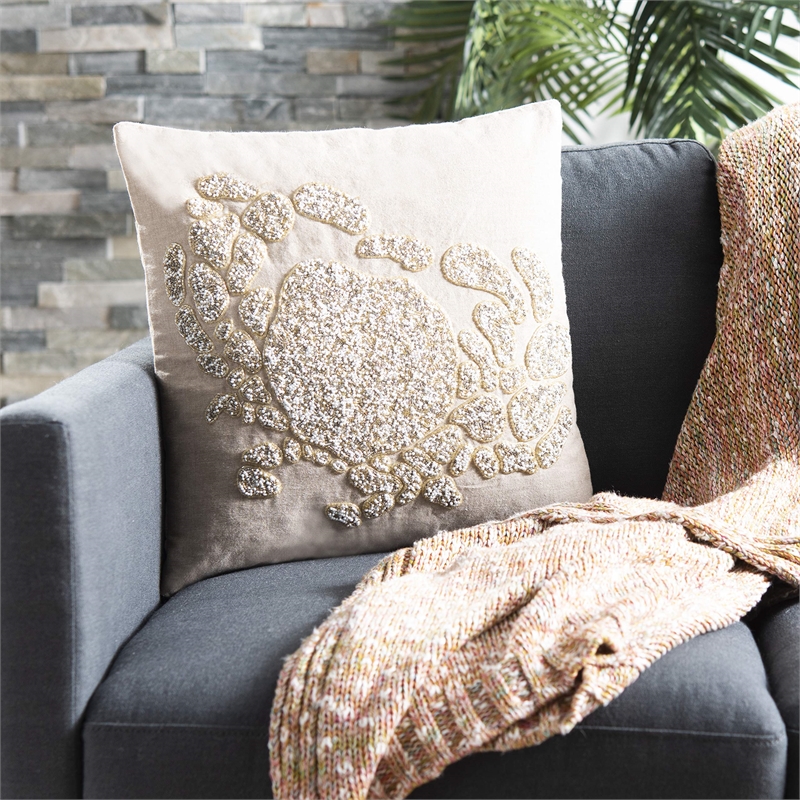 Safavieh Pendi Throw Pillow in Beige and White