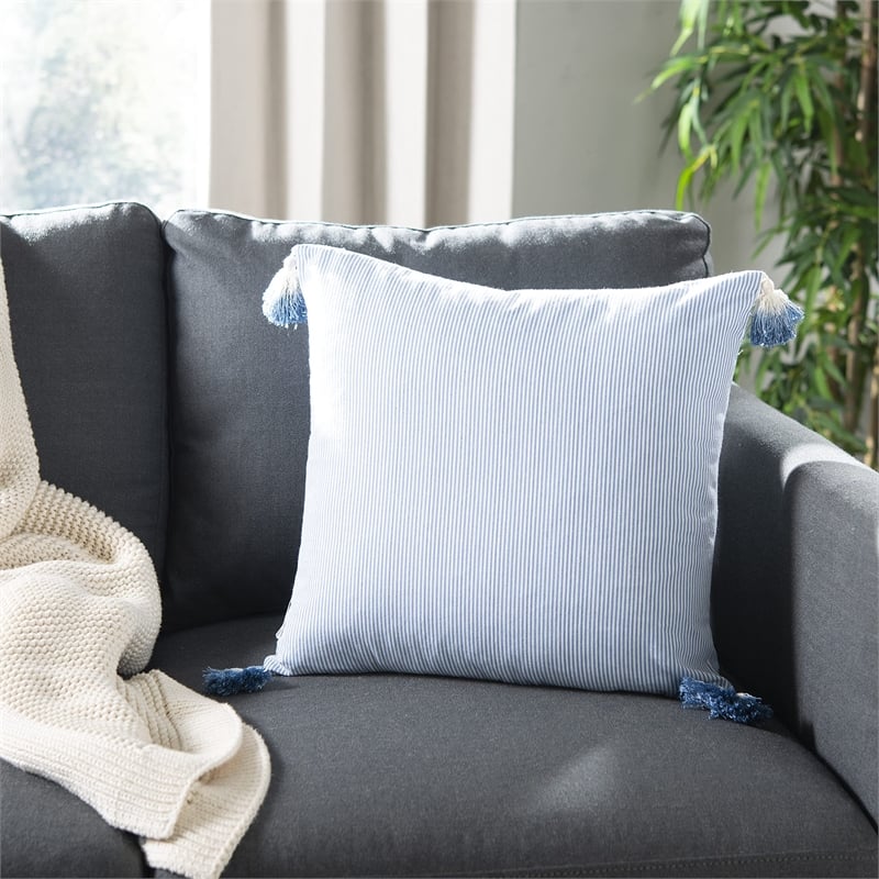 Safavieh Sidney Throw Pillow in Blue and White