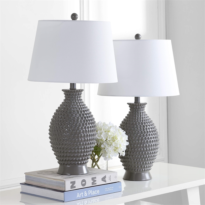 Safavieh Rosten Table Lamp in Gray and White (Set of 2)