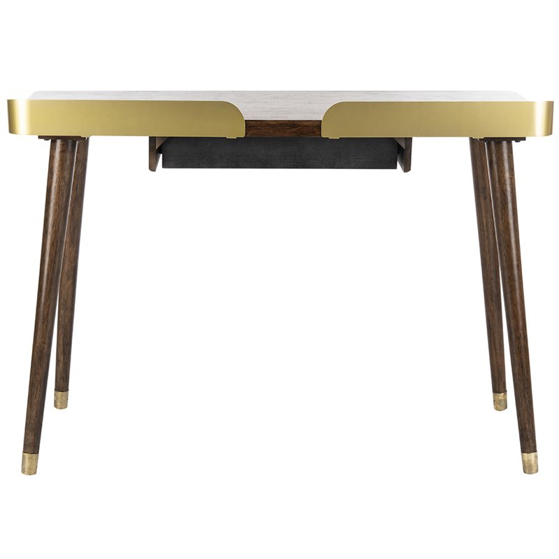 Safavieh Parker Writing Desk in Dark Walnut and Gold