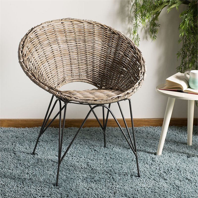 Safavieh Sierra Rattan Accent Chair in Gray Wash