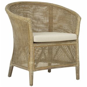 Safavieh Alexana Rattan Accent Chair in White Wash and Off White
