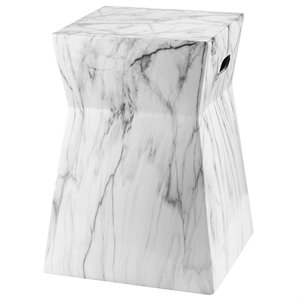 safavieh artesia marble garden stool in white and black