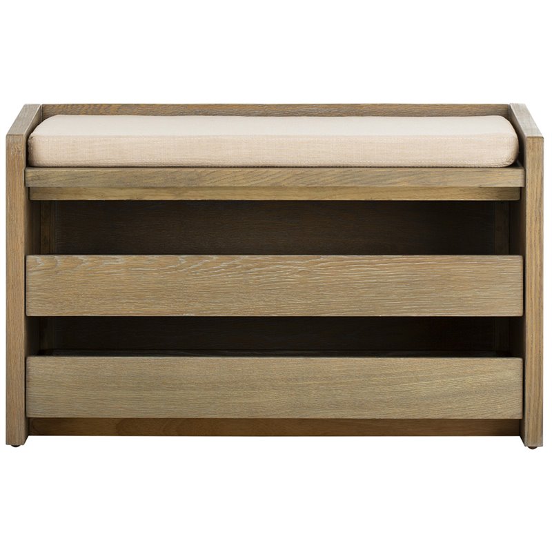 Safavieh Percy Storage Shoe Bench in Rustic Oak and Beige