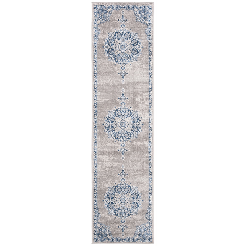 Safavieh Brentwood 2' x 12' Runner Rug in Light Gray and Blue