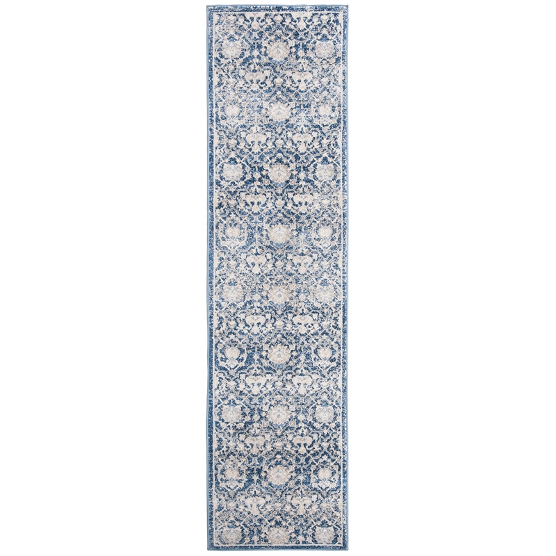Safavieh Brentwood 2' x 10' Runner Rug in Navy and Cream