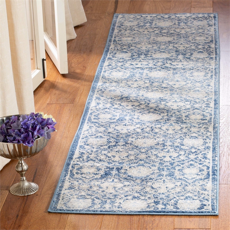 Safavieh Brentwood 2' x 6' Runner Rug in Navy and Cream